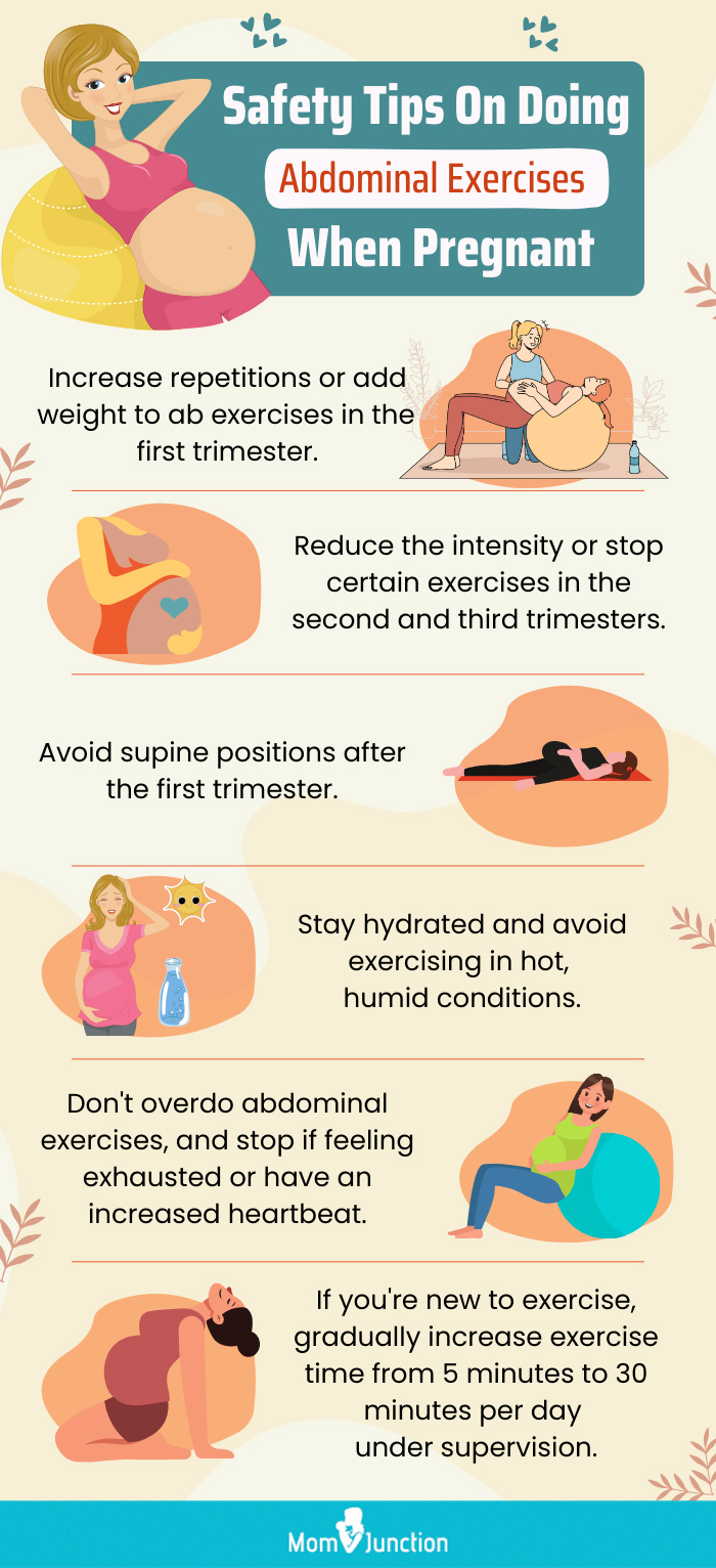safety tips on doing abdominal exercises when pregnant (infographic)