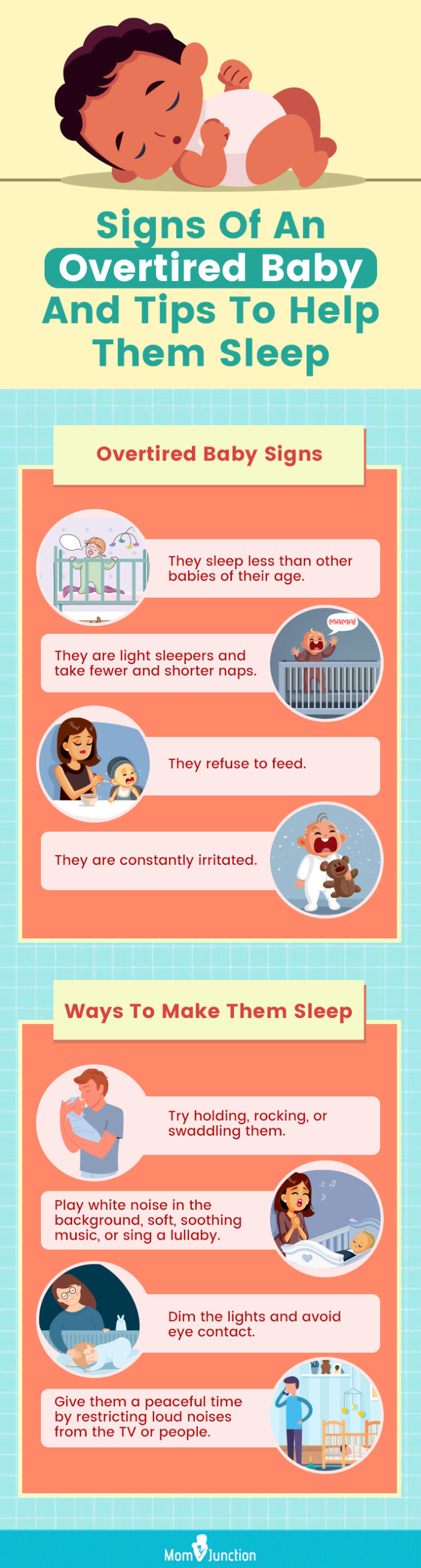 signs of an overtired baby and tips to help them sleep (infographic)