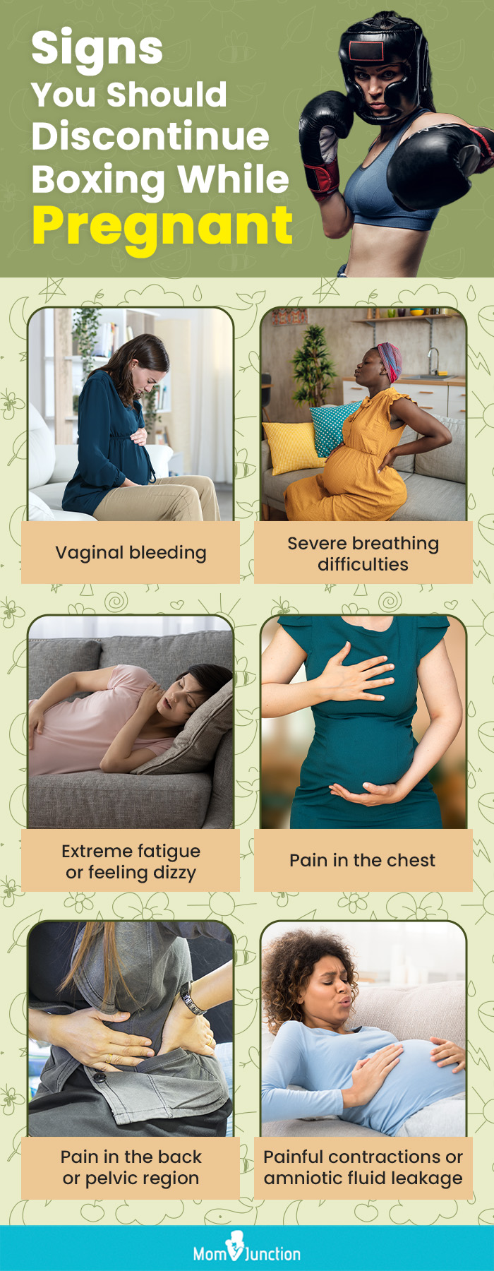 signs you should discontinue boxing while pregnant (infographic)
