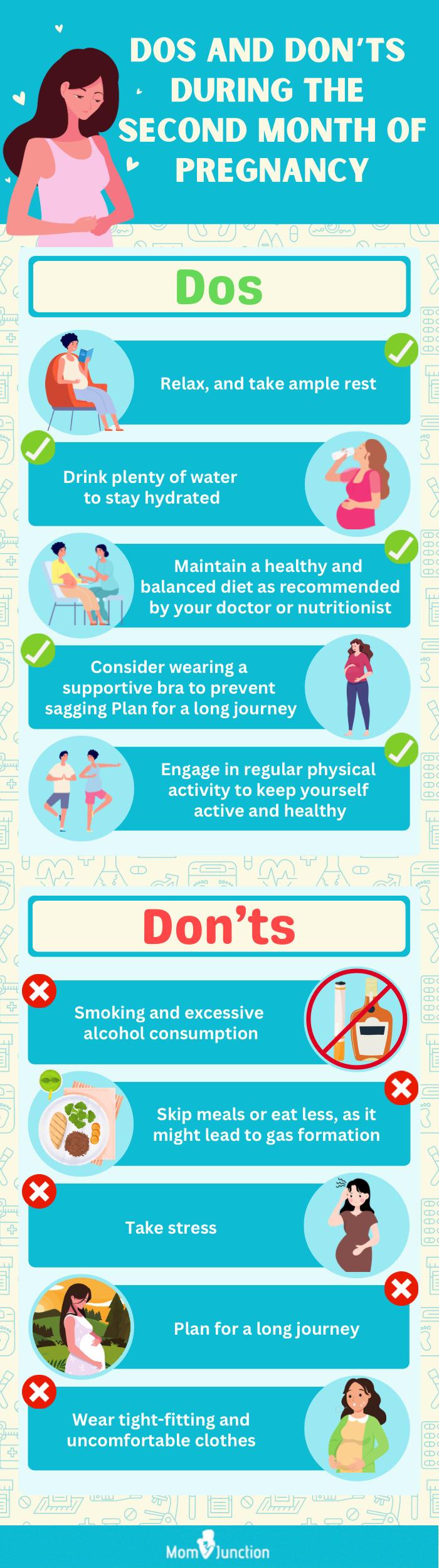 dos and don'ts during the second month of pregnancy (infographic)