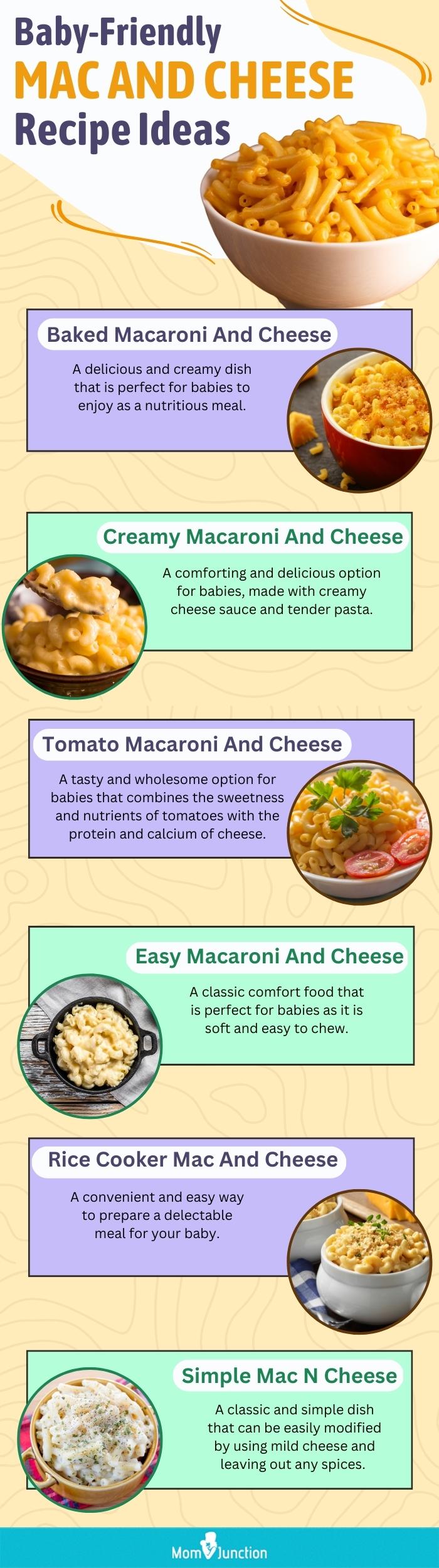 baby friendly mac and cheese recipe ideas (infographic)