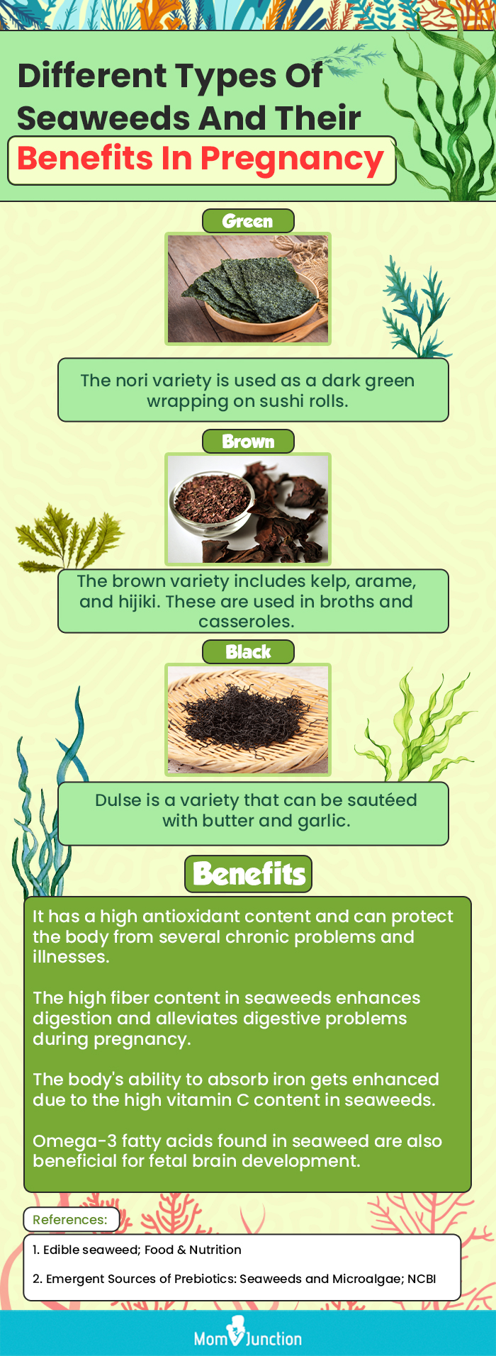 different types of seaweeds and their benefits in pregnancy (infographic)