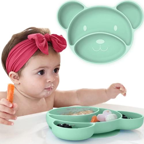 Divided Unbreakable Silicone Baby Plate Mat Non-Slip Dishwasher