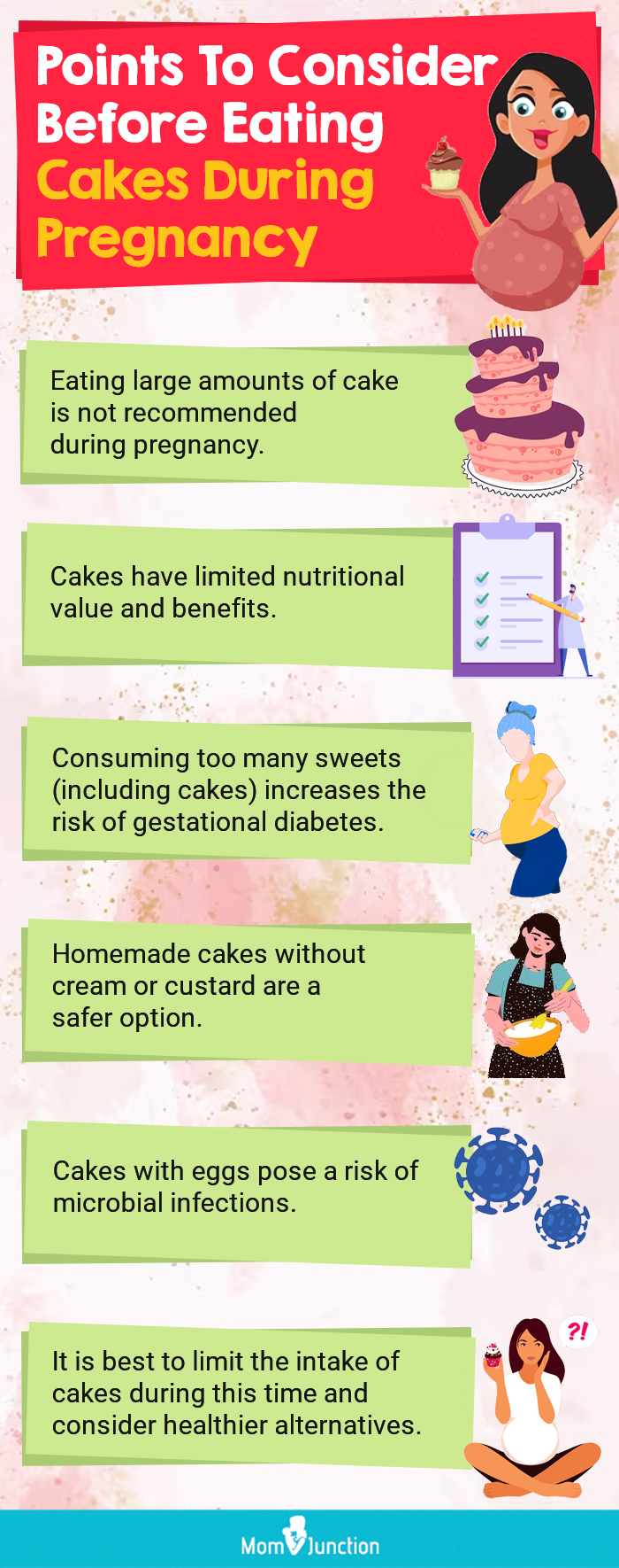points to consider before eating cakes during pregnancy (infographic)