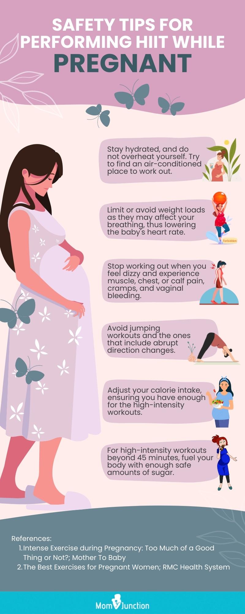 safety tips for performing hiit while pregnant (infographic)