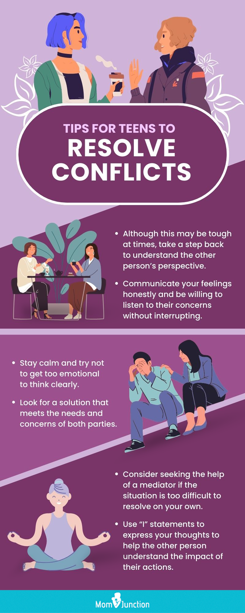 tips for teens to resolve conflicts (infographic)