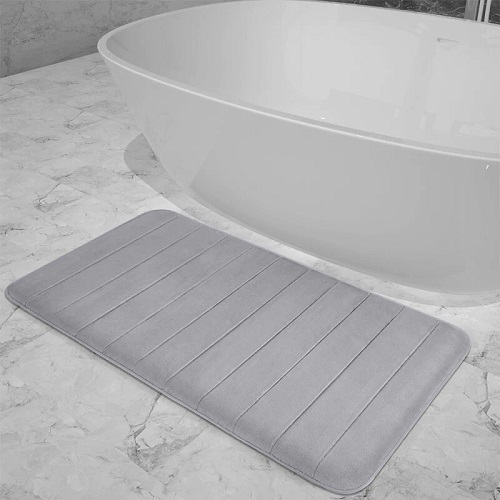 Gorilla Grip Shaggy Chenille Bath Rug Contoured Mat for Toilet Base - Gray  Beige
