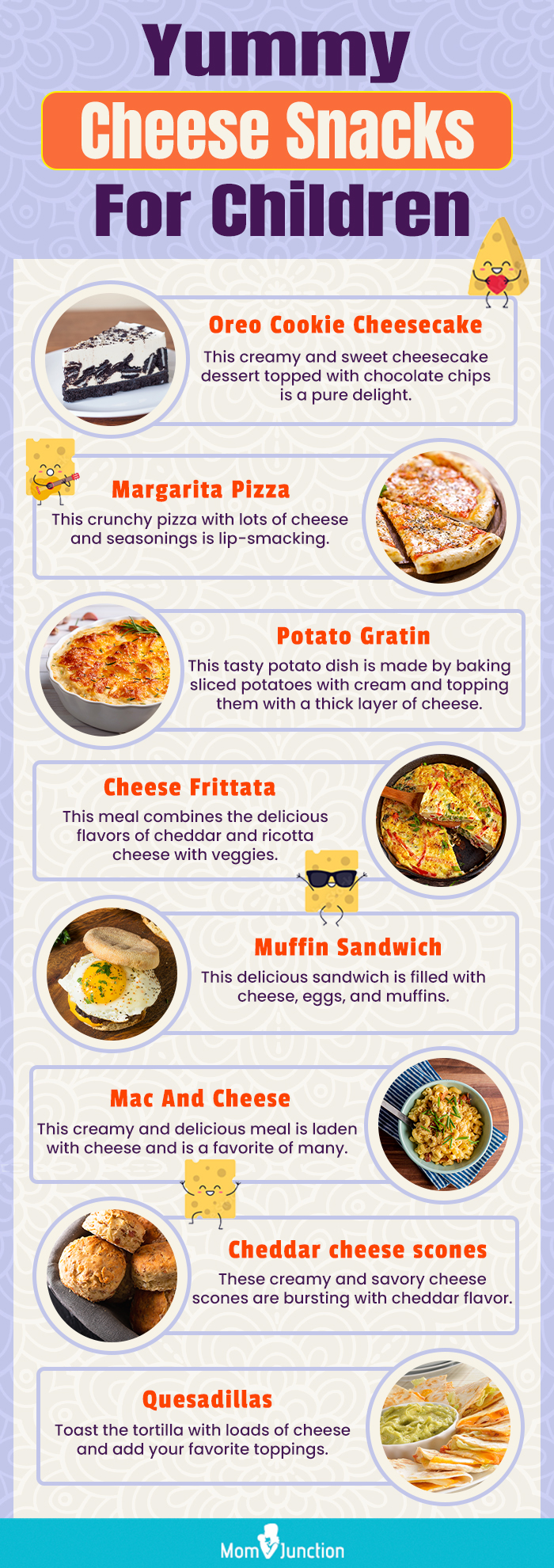 yummy cheese snacks for children (infographic)