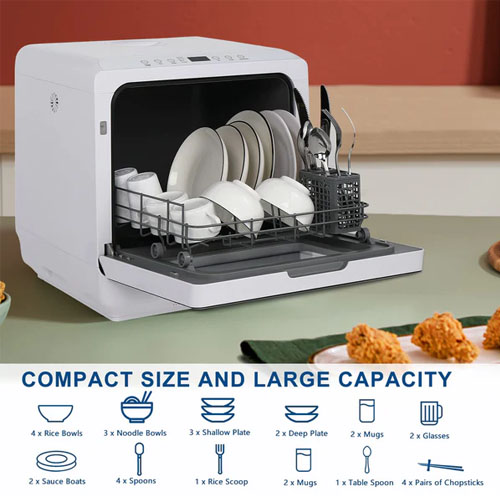 Airmsen Electric Portable Compact Countertop Small Dishwasher Machine