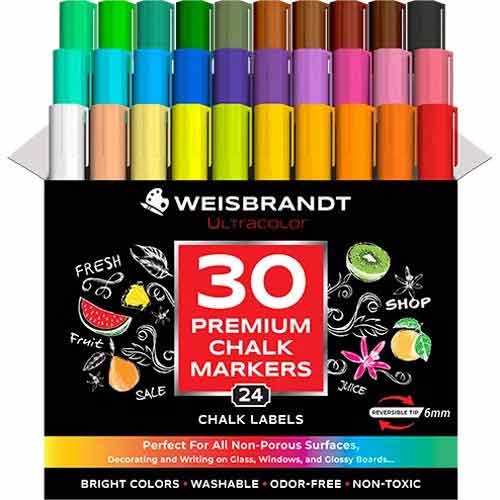  Positive Art Liquid Chalk Markers 30 Colors Window Markers,  Bright Colors, Painting and Drawing For Kids and Adults, Washable Window  and Board Art For Bistros, Bars - Reversible Tip 