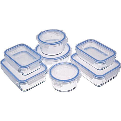 16 x Bayco Round Glass Storage Containers w Lids, multi size, non-toxic,  white