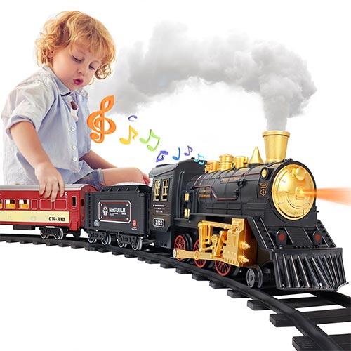 Electric Train Set For Kids Battery-Powered 3 Cars And 10 Tracks Old Boys  Girls