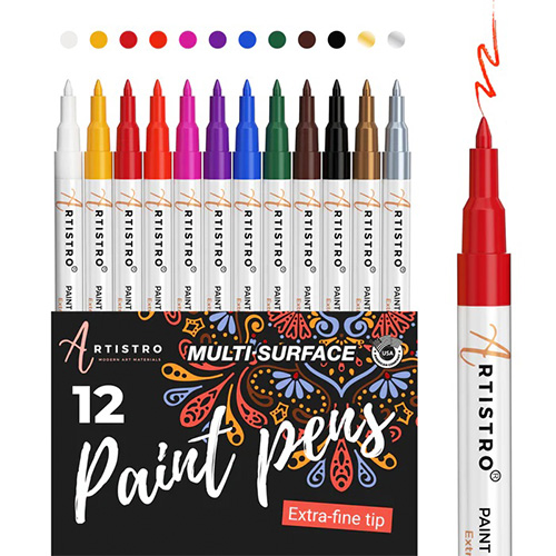 ZEYAR Dual Tip Paint Pens, Medium and Extra Fine, Water Based Acrylic & Waterproof Ink, Assorted Colors, Works on Rock, Wood, Glass, Metal, Ceramic