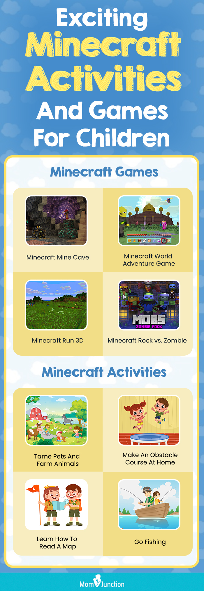 exciting minecraft activities and games for children (infographic)