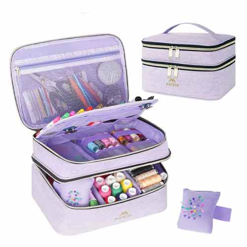 Large Sewing Box with Accessories Sewing Kit Organizer and Storage with  Complete Sewing Tools - Wooden Sewing Basket with Removable Tray and Tomato