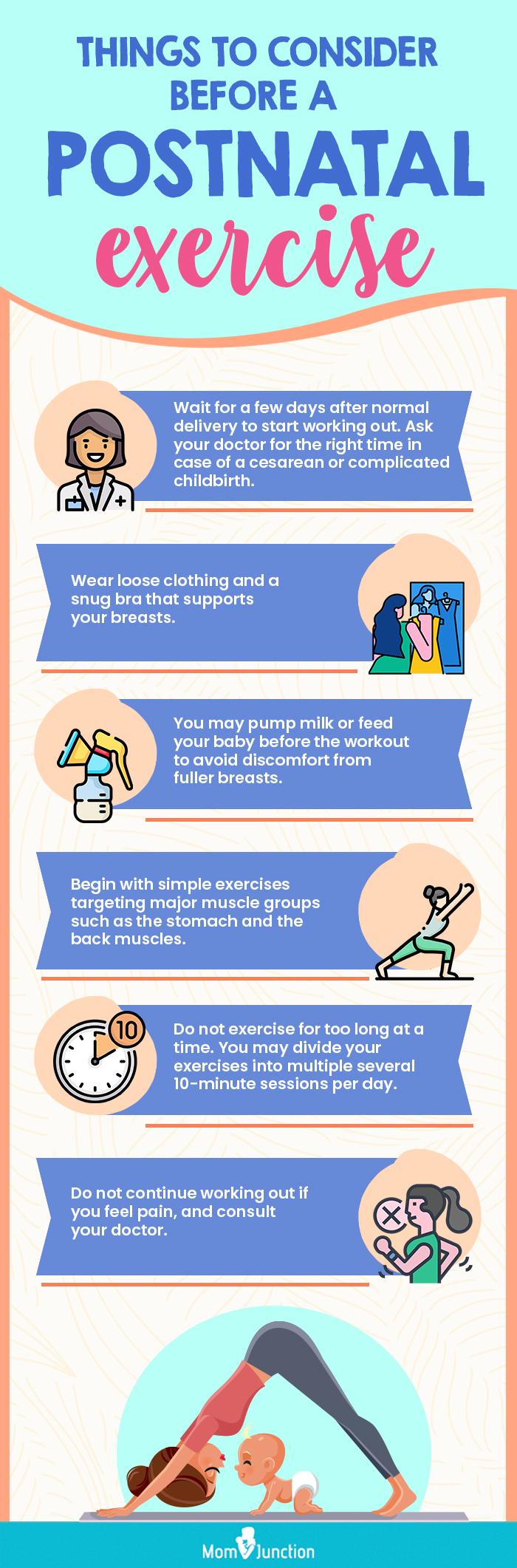 things to consider before a postnatal exercise (infographic)