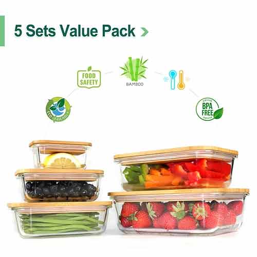 Venoly Dry Food Storage Containers with Lids (4 Piece Set) Airtight  Freshness Seal, See-Through Glass