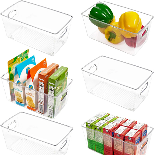 Sorbus 2 Roll Out Bottle Organization Bins - Pantry Under Sink Organizer with Wheels & Handles - Clear Plastic Organizing Containers for Bottles, & C