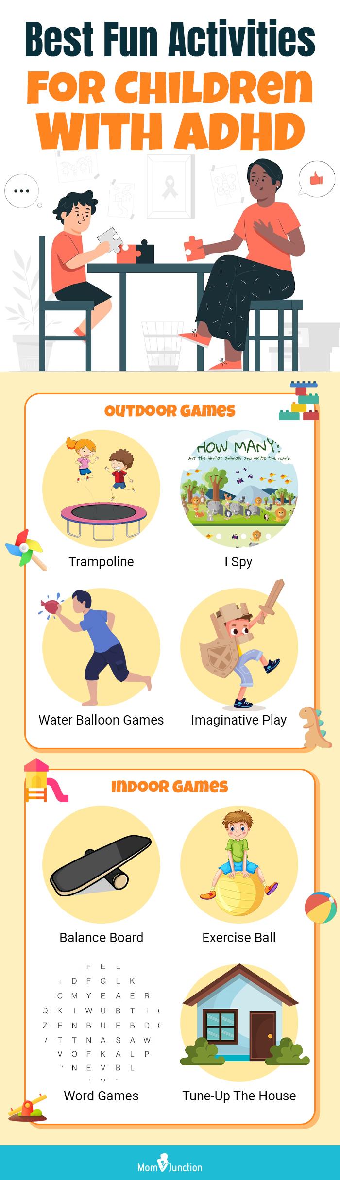 best fun activities for children with adhd (infographic)