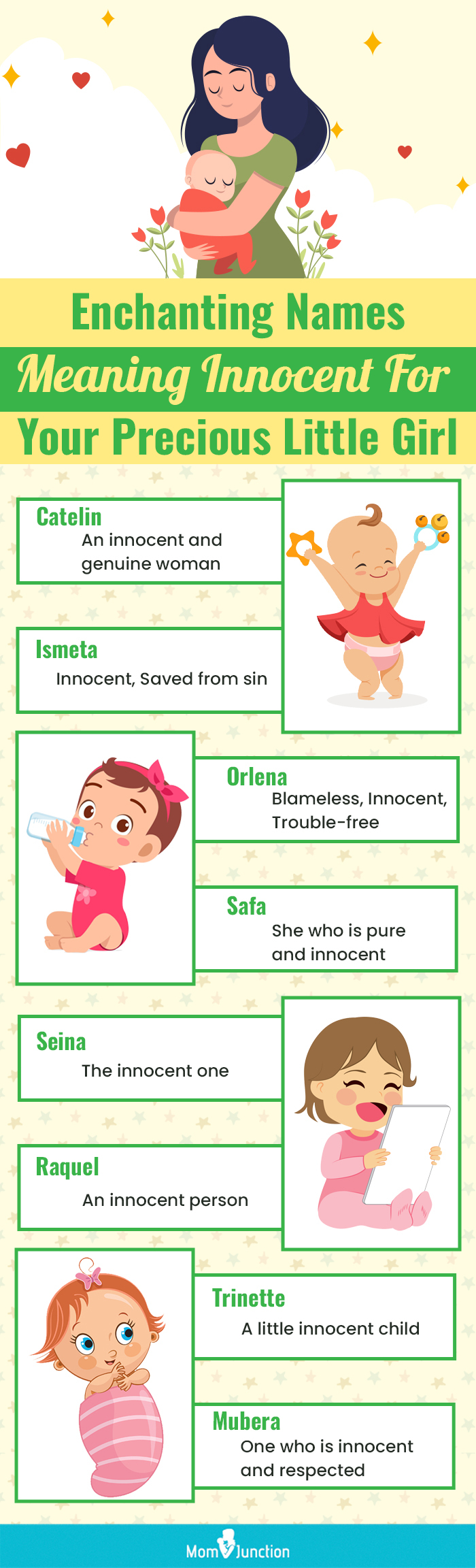enchanting names meaning innocent for your precious little girl (infographic)