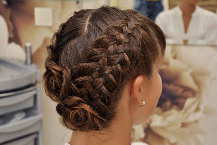 Flower braid on little girl