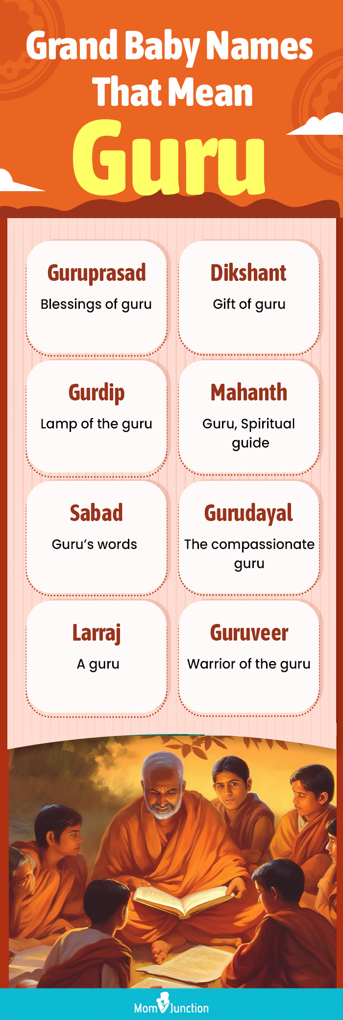 grand baby names that mean guru (infographic)