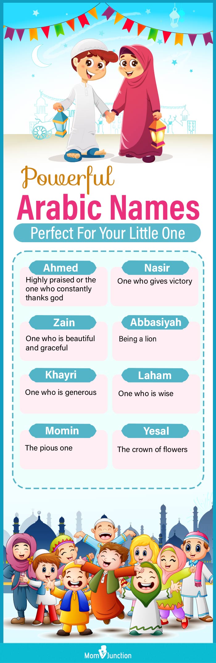 powerful arabic names perfect for your little one (infographic)