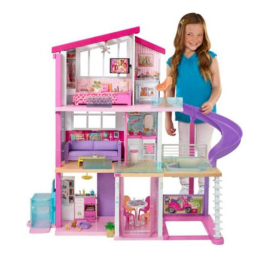 Barbie 3-Story Townhouse Dollhouse with Elevator, Swing Chair, Furniture  and Accessories, Fold for Portability and Travel ( Exclusive)