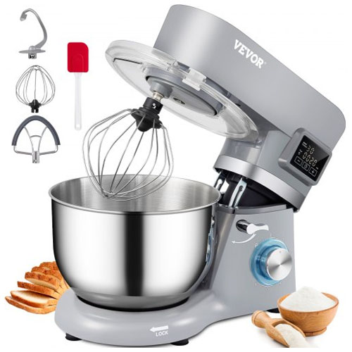 Hamilton Beach Electric Stand Mixer with 4 Quart Stainless Bowl, 7 Speeds,  Whisk, Dough Hook, and Flat Beater Attachments, Splash Guard, 300 Watts,  Blue, 63393 