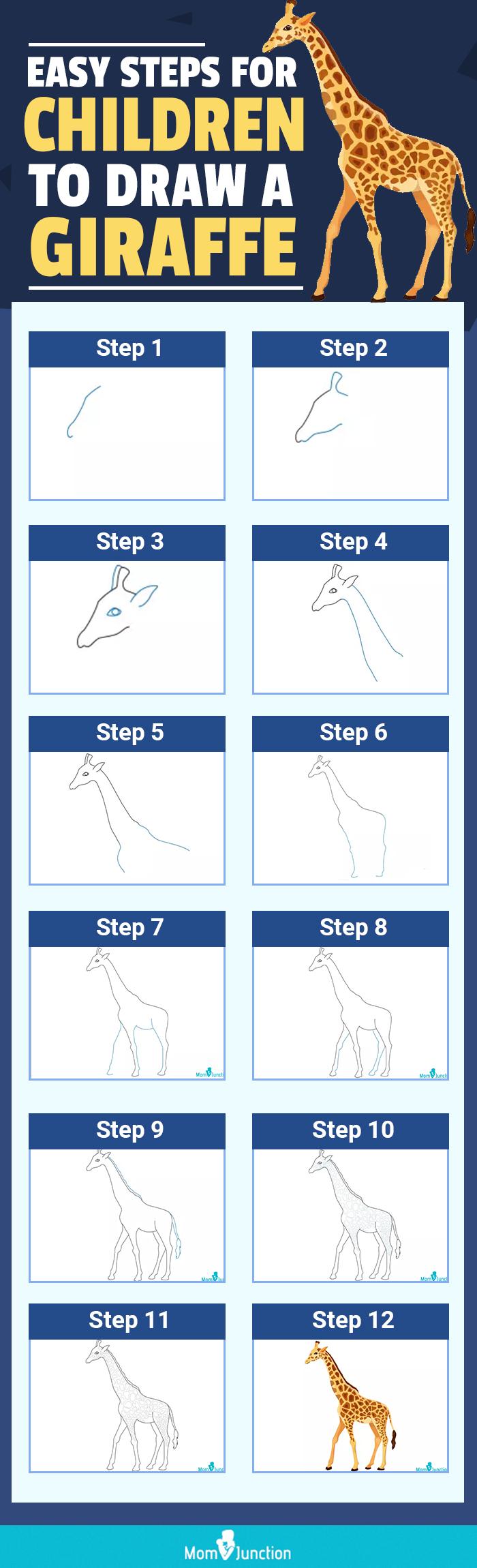 How To Draw A Giraffe Step By Step For Kids