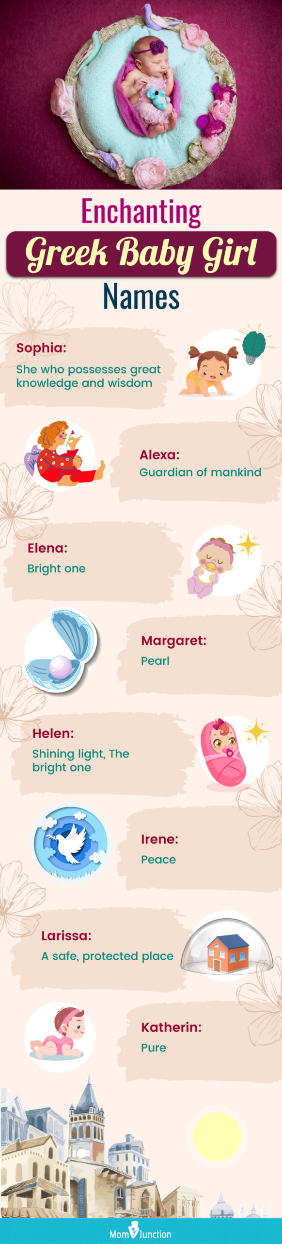 enchanting greek baby girl names (infographic)