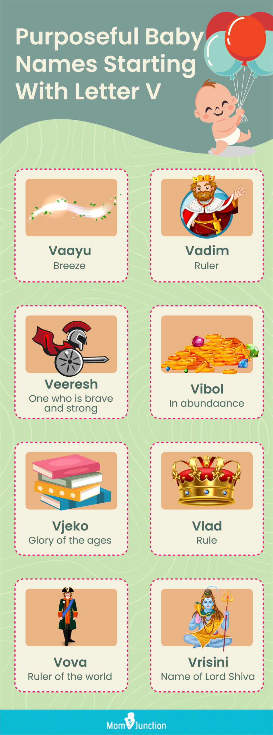 purposeful baby names starting with letter v (infographic)