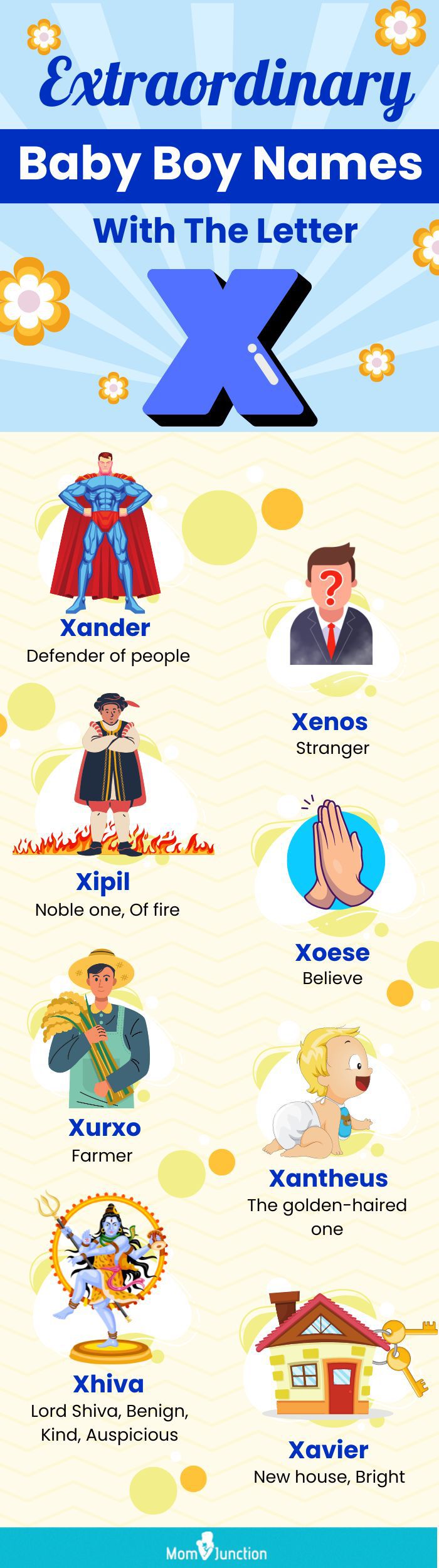 extraordinary baby boy names with the letter x (infographic)
