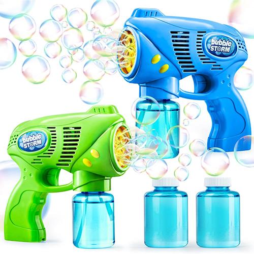 7 LED Light Transparent Bubble Gun Flashing Lights Blaster Even Flow Kid  Gift!