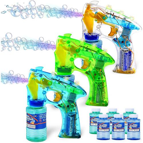 JOYIN  7 Bubble Gun Blower with 2 Bottles of 5 oz. Bubble Refill