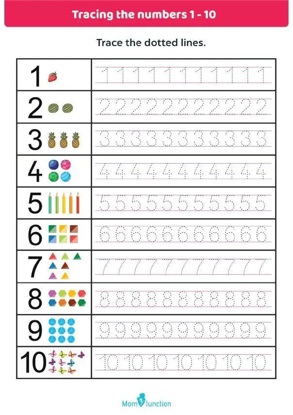 Tracing numbers worksheet