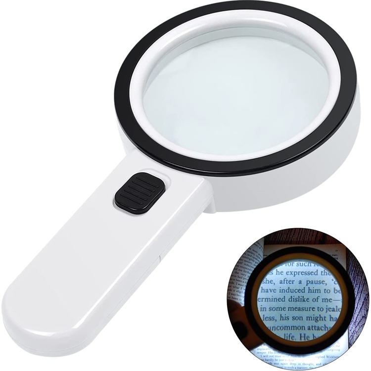 Magnifying Glass with Light, 5.5 Inch Large Magnifier 3X 10X Handheld  Illuminated Lighted Magnifier with 3 LED Lights Storage Bag Clean Cloth for  Seniors Reading Inspection Coins Exploring
