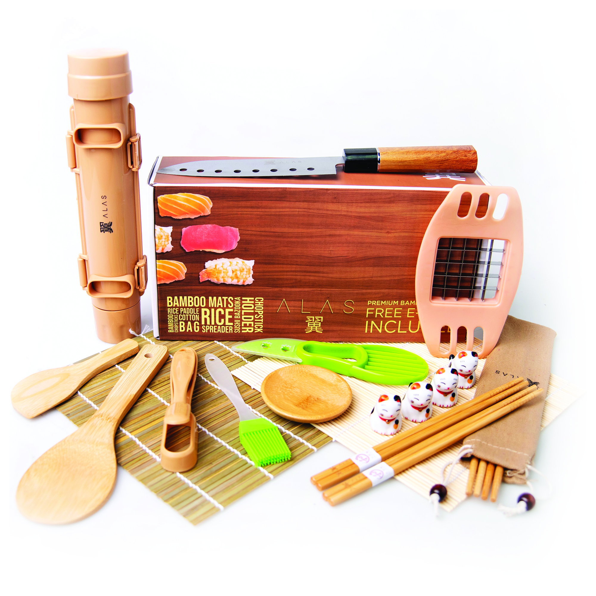 Sushi Making Kit 11 Pcs Bamboo Sushi Rolling Mat and Serving Set Make Your  Own Sushi at Home With Ebook 