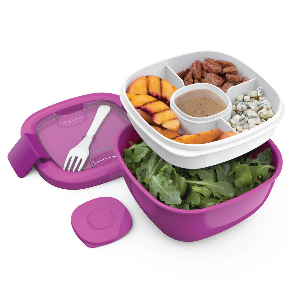 Salad Lunch Container to Go, 52-oz Salad Bowls with 3 Compartments, Salad  Dressings Container for Salad Toppings, Snacks, Men, Women