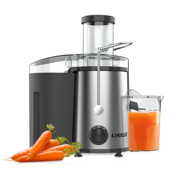Qcen Juicer Machine, 500W Centrifugal Juicer Extractor with Wide Mouth 3”  Feed Chute for Fruit Vegetable, Easy to Clean, Stainless Steel, BPA-free