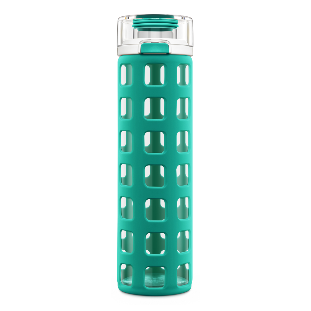 Yomious + 20 Oz Borosilicate Glass Water Bottle with Bamboo Lid