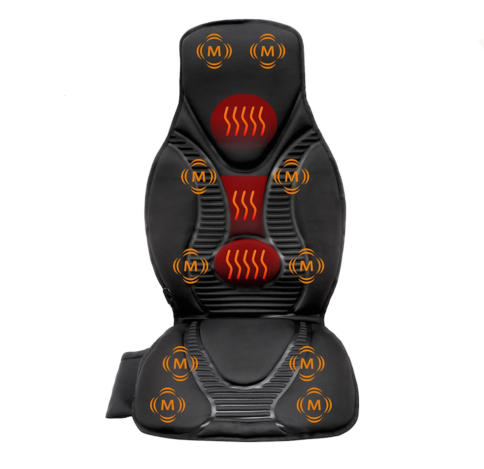 Heated Car Massager Heat Mat Seat Cushion 9 Vibrating Motors, Massage Cushion Chair Pad for Auto Home Office Massager