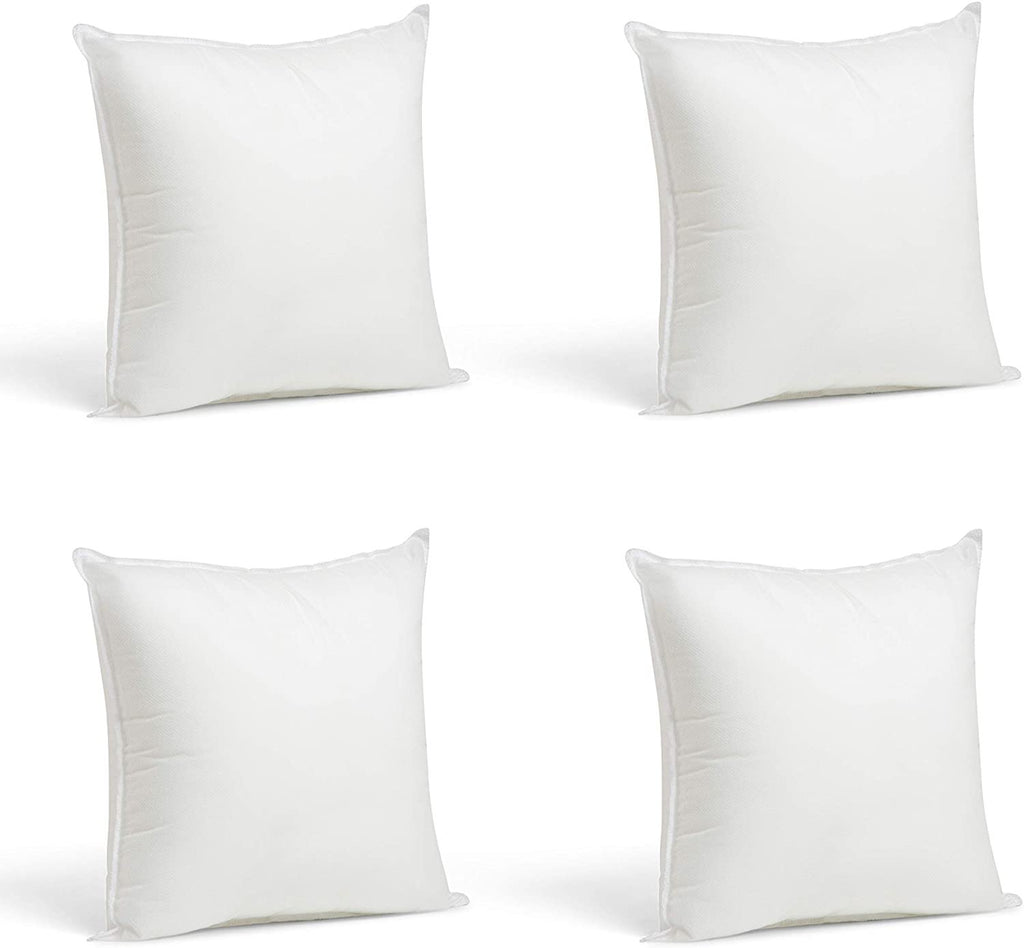 6 Pack Pillow Insert 18X18 Hypoallergenic Square Form Sham Stuffer Standard  White Polyester Decorative Euro Throw Pillow Inserts For Sofa Bed - Made In  (Set Of 6) - Machine Washable And Dry 