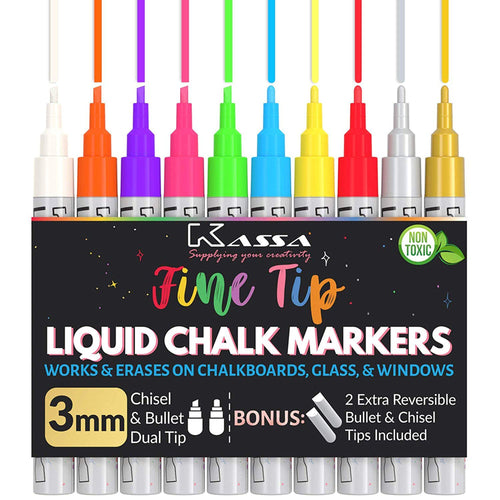 Chalkola Liquid Chalk Markers Erasable (10 Pack) W/Gold & Silver - Washable Paint Chalk Pens for Chalkboard Signs, Blackboard, Car Window, Bistro, GLA