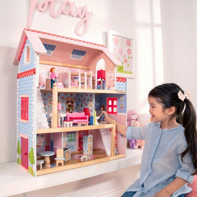 All Seasons Kids Wooden Dollhouse by Hape | Award Winning 3 Story Dolls  House Toy with Furniture, Accessories, Movable Stairs and Reversible Season