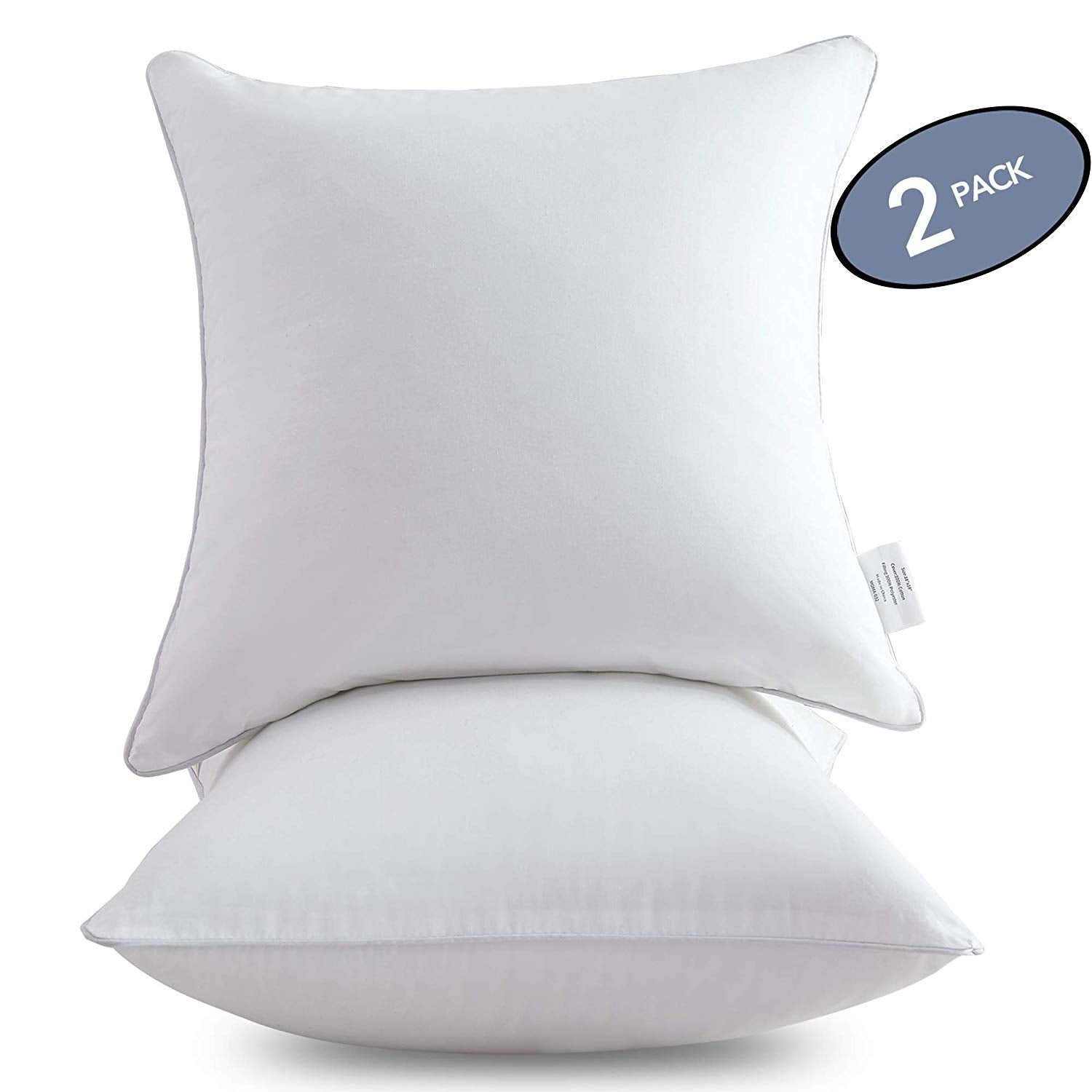 Outdoor 24 in. x 24 in. Premium Goose Down Feather Throw Pillow Inserts(Set of 2)-5% Down Filling, High Filling Weight, White