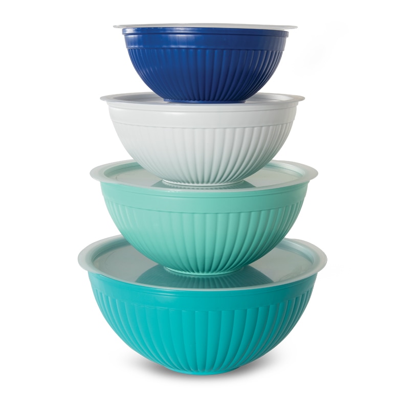 Superior Glass Mixing Bowls Set with Lids - 8-Piece with BPA-Free lids,  Space-Saving Nesting Bowls - Easy Grip & Stable Design for Meal Prep & Food