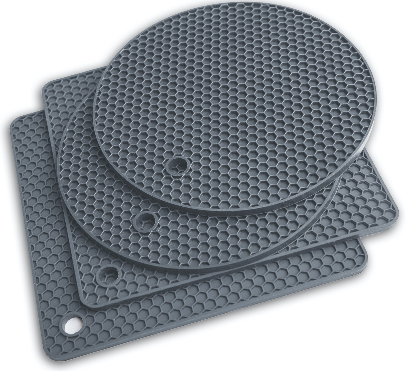 Large Silicone Trivet Mat for Hot Dishes/Heat Resistant Pot Holder, 12x 9 Non Slip Thick Flexible Hot Pads for Kitchen Table Set of 2 (Black)