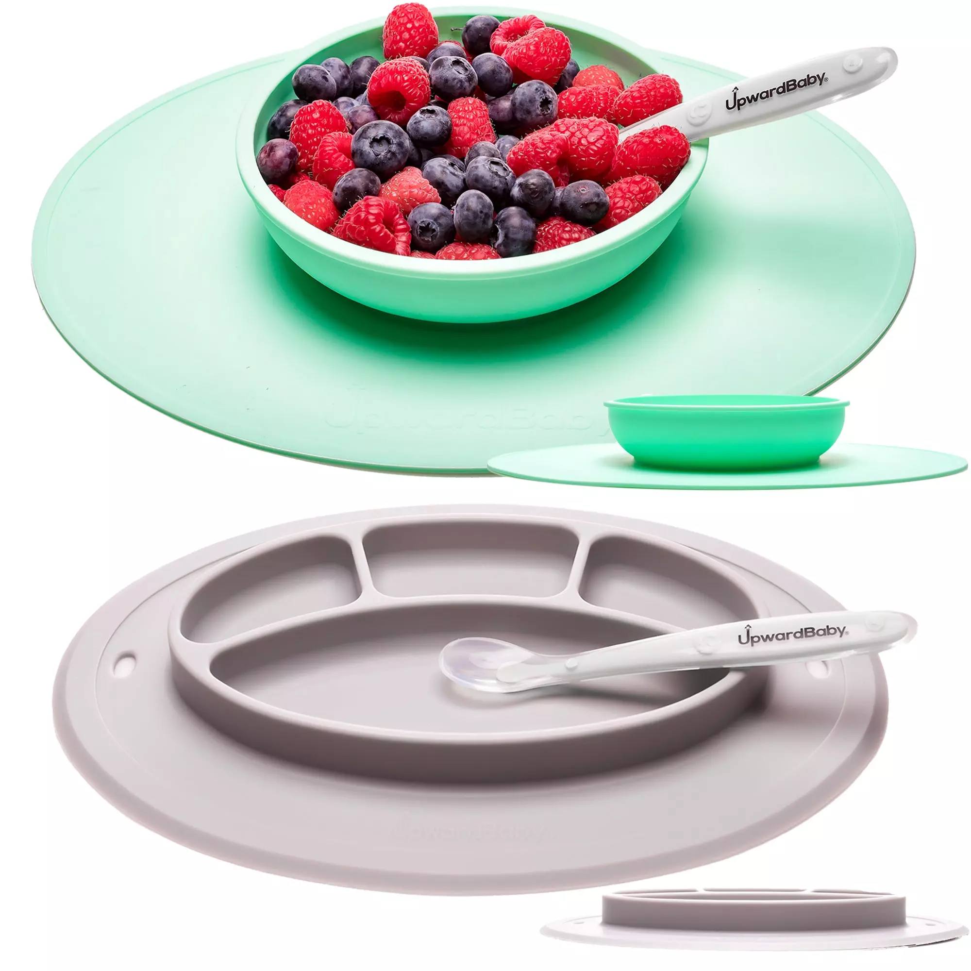 Baby Bowls with Suction - 4 Piece Silicone Set with Spoon for Babies K –  UpwardBaby