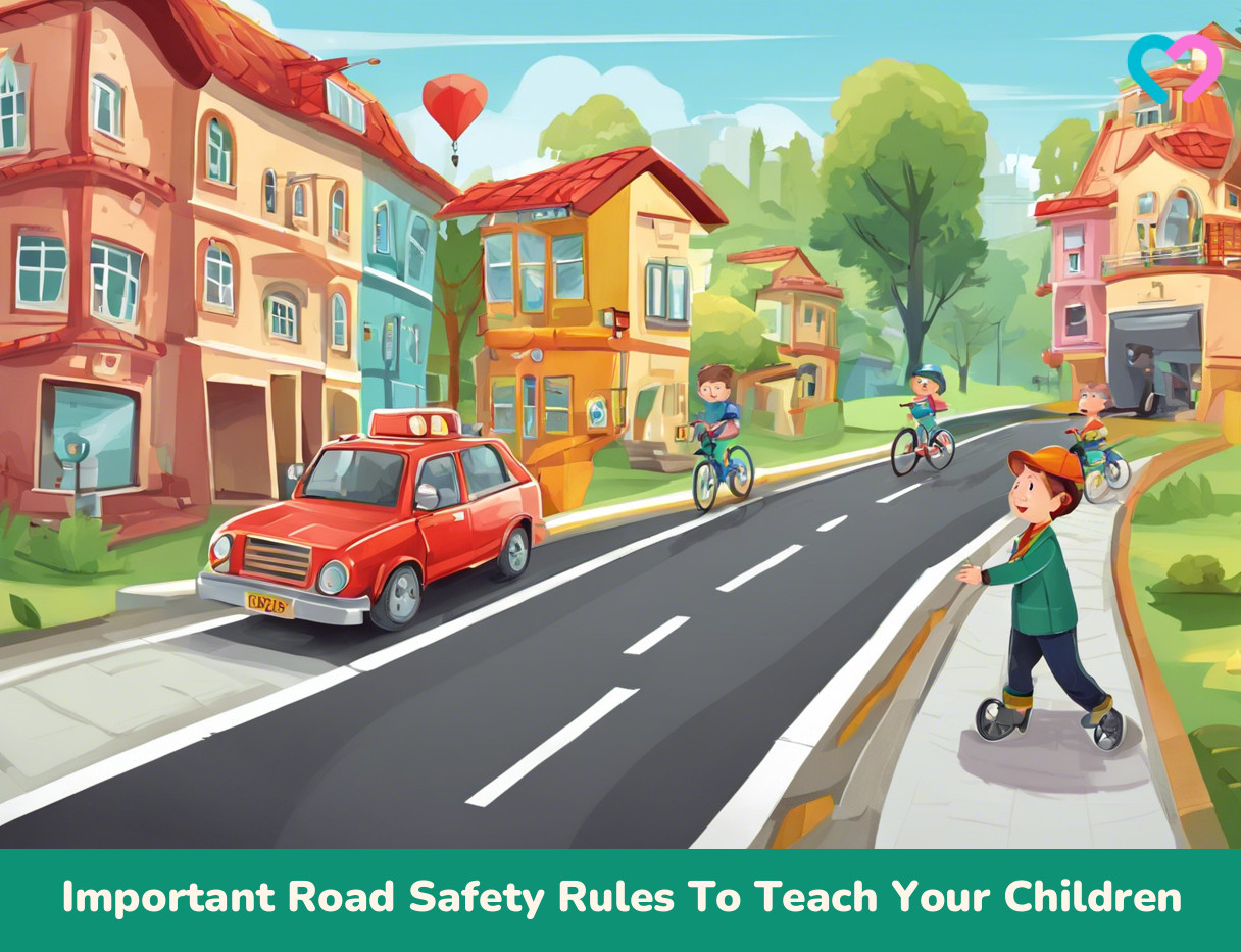 Scenes of children and road safety Royalty Free Vector Image